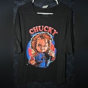 Chucky Graphic Adult Black Shirt - Horror Character Tee